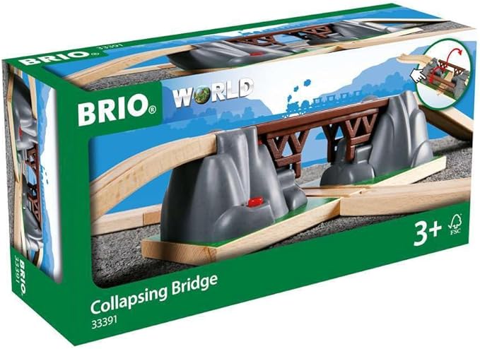 BRIO World - 33391 Collapsing Bridge - Engaging 3-Piece Toy Train Accessory | Cultivates Creative Play | Enhances Logical Thinking | Suitable for Kids Aged 3 & Up | Compatible with All BRIO Sets