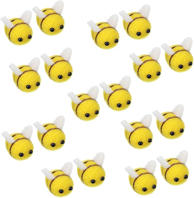 Minelife 18 Pieces Wool Felt Bee, Mini Craft Balls Bee Craft Ball Nursery for Baby Shower Nursery Tent Decoration DIY Craft