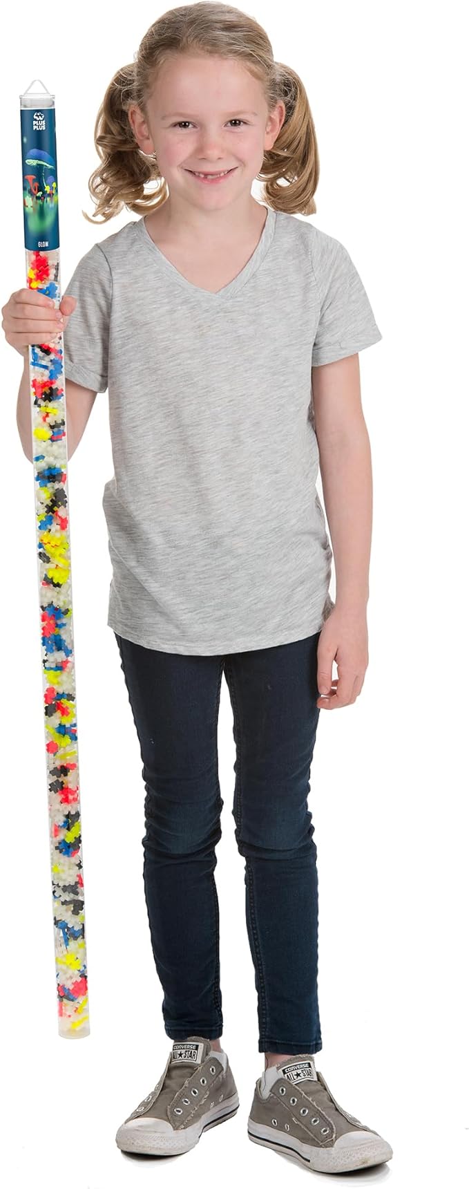 Plus Plus 500 Piece Interlocking Building Block 3D Puzzle Kit, Kids Stem Connecting Toys - Glowing Color Mix