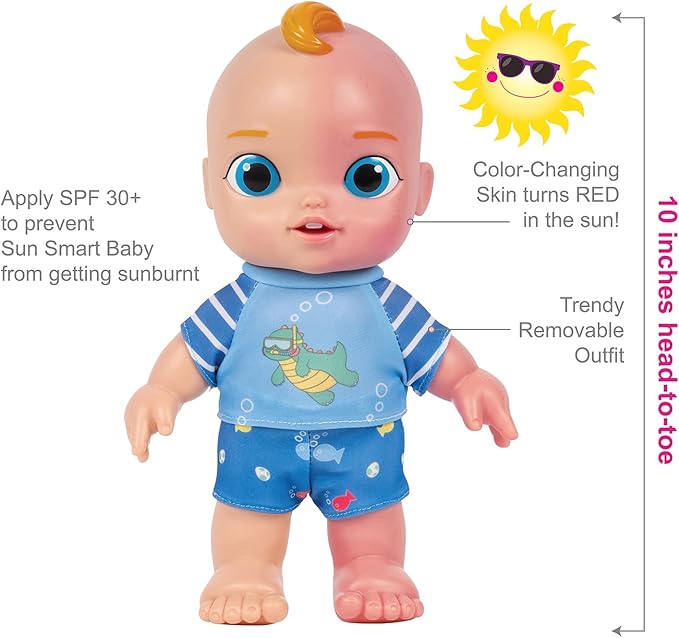 ADORA Sun Smart Baby Doll with Innovative UV-Activated Skin, 10" Realistic Color-Changing Doll Set, Perfect for Sunny Outdoor Play Birthday Gift for Ages 6+ - Rawrsome