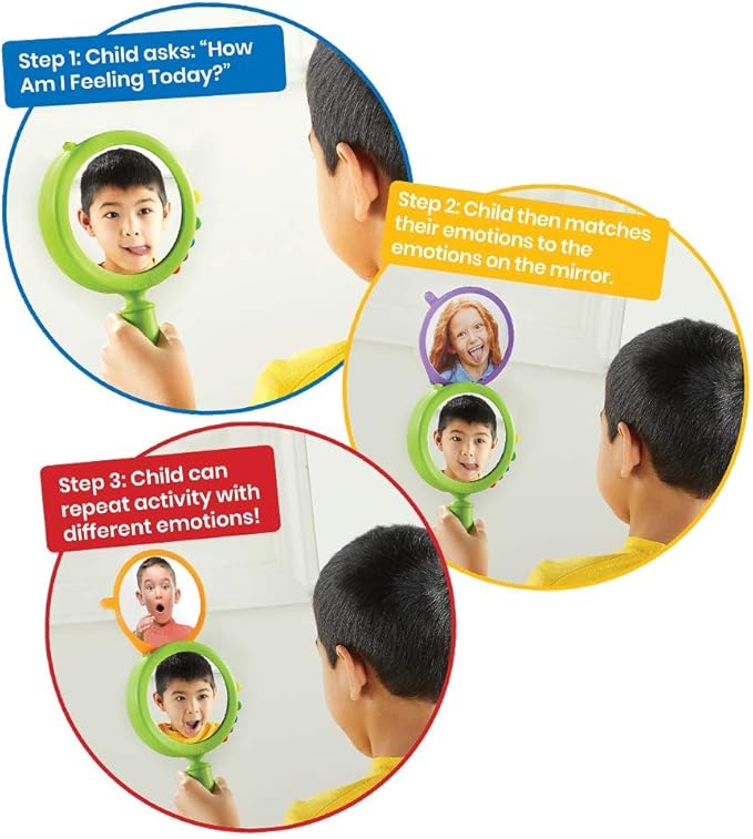 hand2mind See My Feelings Mirror, Play Therapy Toys, Mindfulness for Kids, Emotional Regulation for Kids, Social Emotional Learning Activities, Calm Down Corner Supplies, Calming Corner (Set of 4)