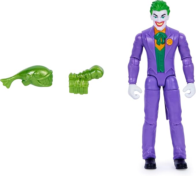 DC Comics, Batman and Robin vs. The Joker and King Shark, 4-inch Action Figures, Kids Toys for Boys and Girls Ages 3 and Up