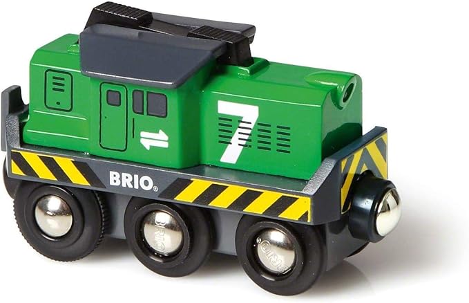 BRIO World 33214 - Freight Battery Engine - Engaging Wooden Toy Train Set for Kids Age 3 and Up | Battery Powered | Interactive Play | Ideal