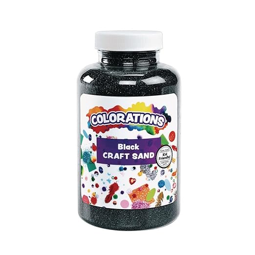 Colorations Colorful Vibrant Sand 22 oz Jar for Arts and Crafts & Play Activity, Black (CSBK)