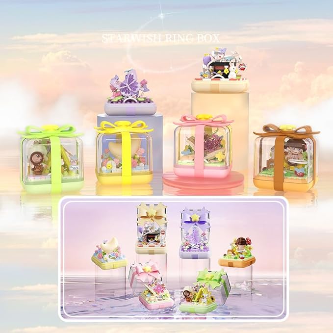 Creative Block Toys Block Ring Box 140PCS for Girls Birthday Gift Ornament Decoration Valentine's Day Gift for Teens Age 14 +