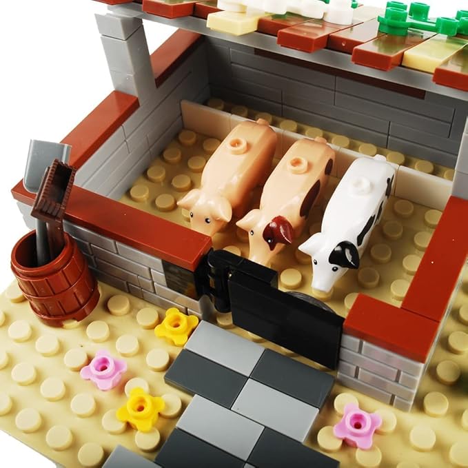 Farm Field Set Building Blocks Plant Animal Crops Building Bricks Kit DIY Building Set Compatible All Major Brands (#C)