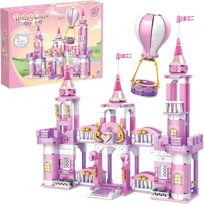 Princess Castle Girls Building Blocks Toys 541 Pieces Multi Shaped Castle Hot Air Balloon Toys for Girls Construction Bricks Christmas Birthday Gift for Kids Age 6-12 and Up