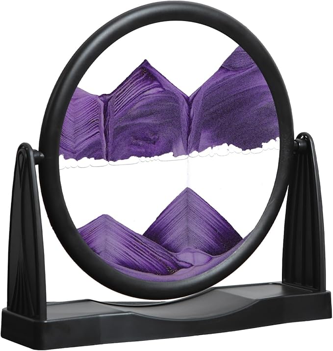 MXYATCJ | Moving Sand Art | Sand Art Liquid Motion | Sand Art Pictures | 3D Deep Sea Sandscape | Glass Sand Art Display | Sand Relaxing Gift for Adult | Home Office Decor | Desktop Toys | (8'' Purple)