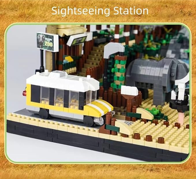 Zoo Building Model Set, 4800 Pcs Desert Zoo Micro Building Toys, Creative Zoological Park Building Model Set, Micro Particle Modular Building House Set, Gift for Adult and Kids (823)