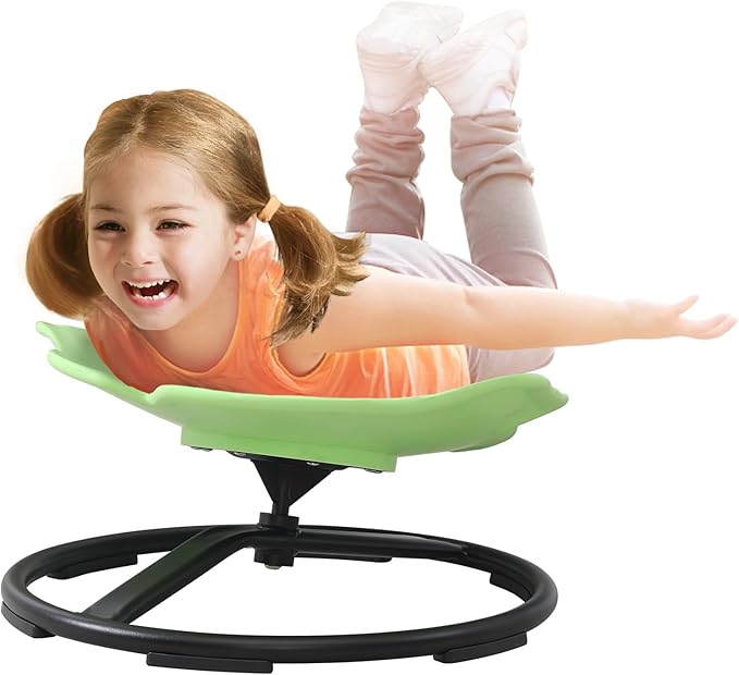 Kids Swivel Chair Sensory Chair for Kids, Spinning Chair Kids Balance Physical Therapy Equipment, Kids Indoor Outdoor Play Equipment， Science Seat for Kids 3-9 (Light Green)