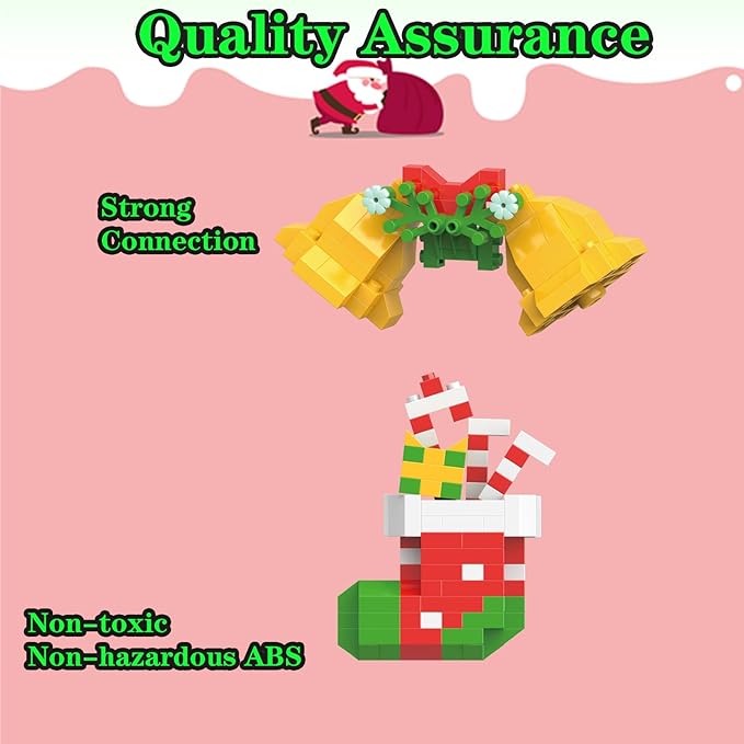 Christmas Bells and Boot Building Blocks Set Compatible with Lego Advent Calendar 2024 Stacking New Toys Holiday Present Box New Year Xmas Gifts for Kids for Boys & Girls and Adults