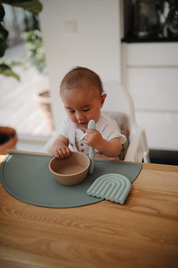 mushie Silicone Suction Bowl | BPA-Free Non-Slip Design (Dried Thyme)