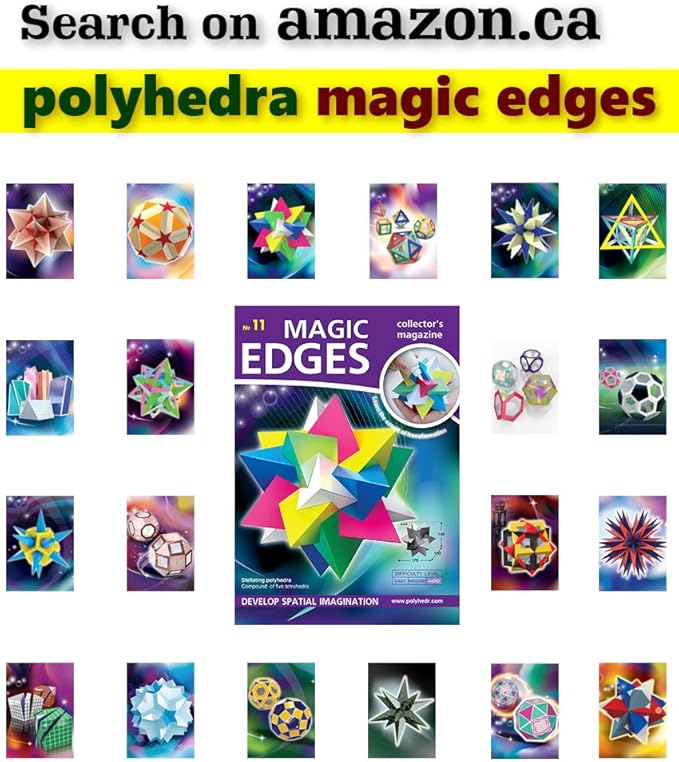 Polyhedra Magic Edges. Set #5 / 3D Paper Model Kits. The Most Difficult Polyhedra of Magic Edges Collection: Great Icosahedron, Compound of Five tetrahedra