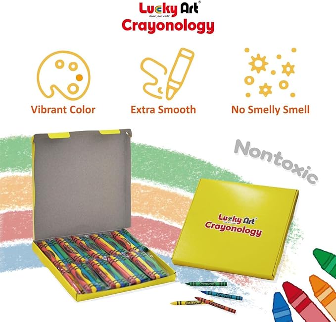 Lucky Art 40 Sets of 4 Packs (160 count) Large Size Crayons - Mini Crayon Packs Non-Toxic Crayons; Crayons in bulk for Kids Party Favors, School Supplies for Teachers & Travel Crayons