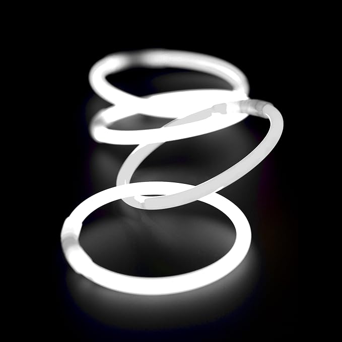 8" Glow Stick Bracelets - Bulk 50 Pack for Mardi Gras, St. Patrick's Day, and Nighttime Celebrations - White