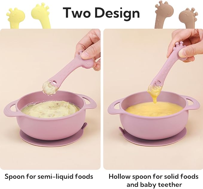 Silicone Baby Spoon Set | Stage 1 & 2 Silicone Self-Feeding Baby Rattle | BPA-Free | Easy to Hold for Babies 6 Months+ | Teething Friendly | 6-Piece Pack with Multiple Colors for Boys & Girls