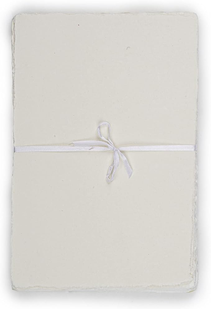 LEATHER VILLAGE Watercolor Paper - Off White - 9.5 X 12 inches, 50 Sheets - Mixed Media Watercolor Paper - 150 GSM Thick Deckle Edge Virgin Cotton Handmade Paper - Off White
