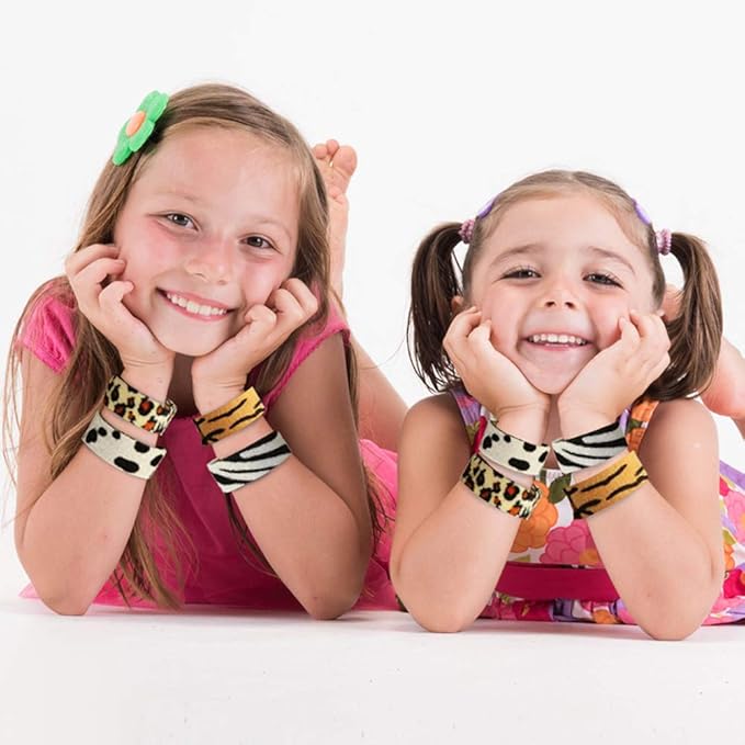 ArtCreativity Animal Print Slap Bracelets for Kids, Set of 8, Assorted Slap Bands with Zebra, Cheetah, Tiger, and Cow Prints, Zoo, Safari, and Animal Birthday Party Favors and Goodie Bag Fillers
