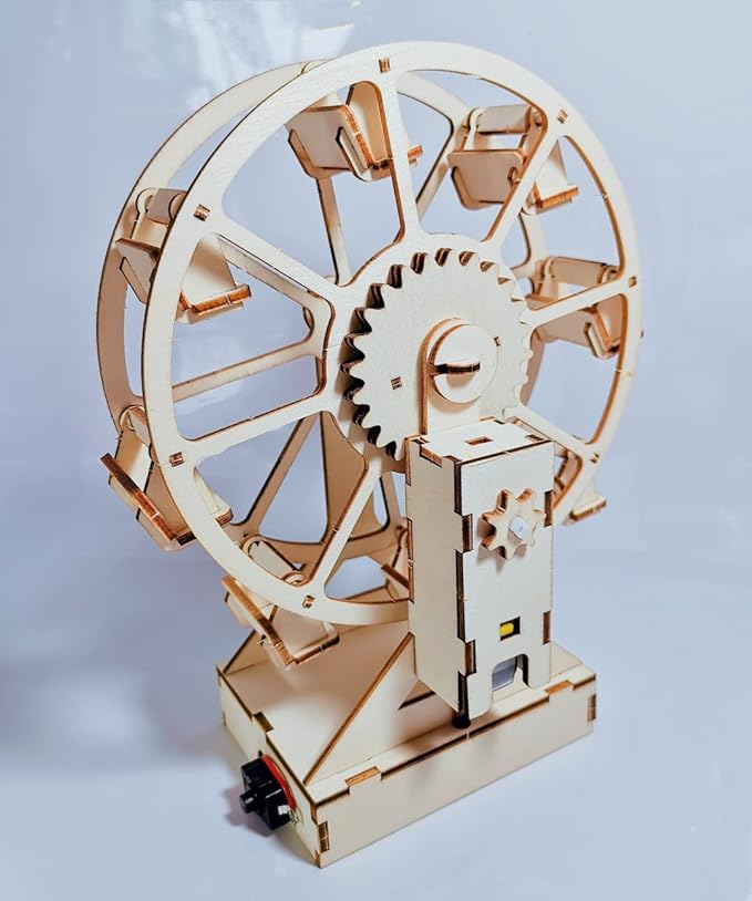 Electric Wooden Ferris Wheel Building Kit - DIY STEM Educational Toys for Girls and Boys - 3D Working Construction Scientific Model Kits - Engineering Assembly Project for Kids, Teens & Adults