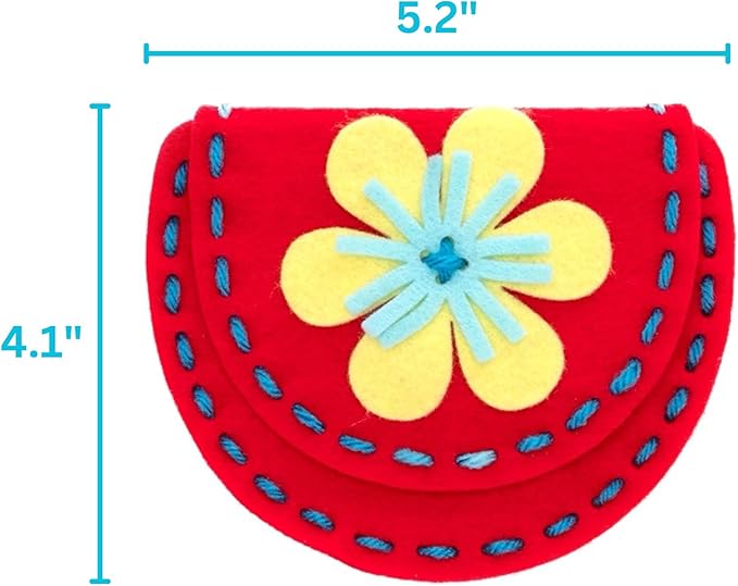 Serabeena Sew Your Own Purses - Sewing Kit for Kids - Felt Crafts for Kids - Sewing for Kids Ages 4-8 Plus - Felt Kit - Helps Develop Fine Motor Skills - DIY Kits for Kids with 6 Purses & Accessories