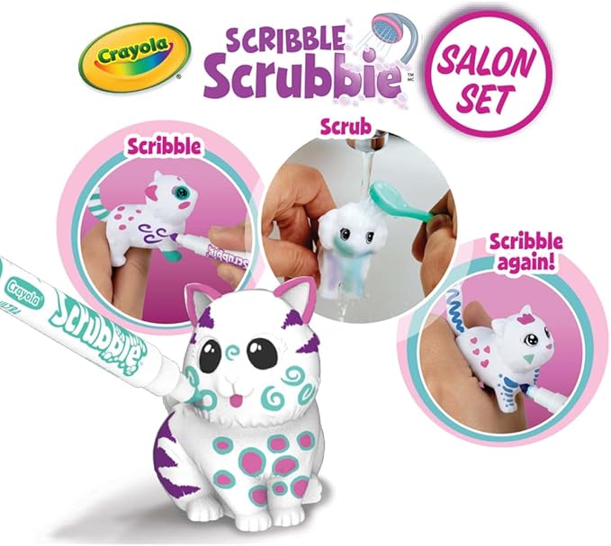 Crayola Scribble Scrubbie Pets, Beauty Salon Playset with Toy Pets, Gift for Kids