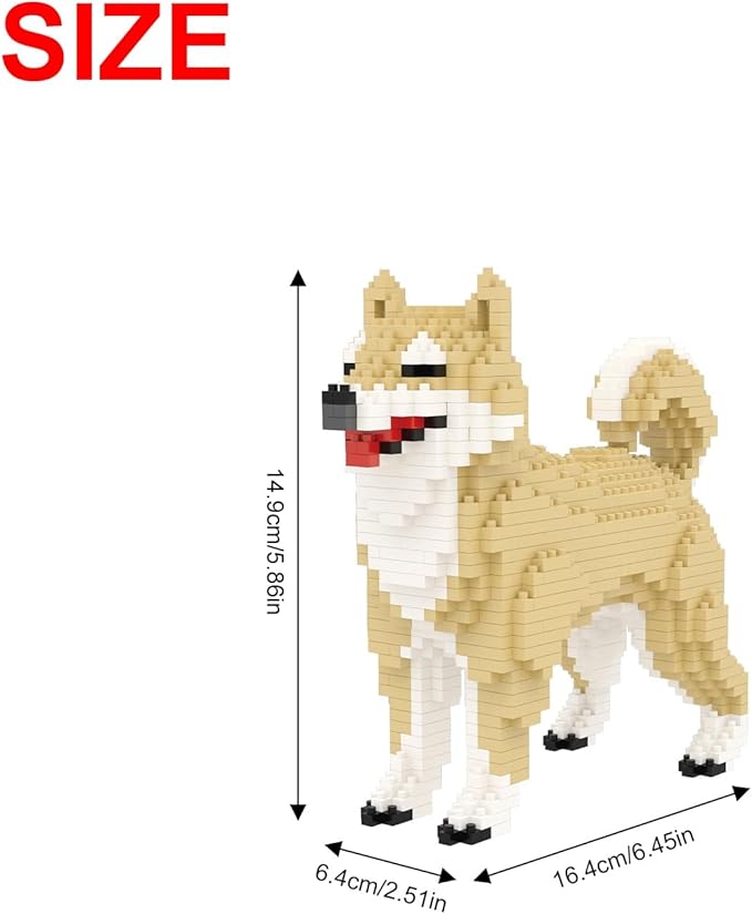 Larcele Micro Dog Building Blocks Mini Pet Building Toy Bricks, 814 Pieces KLJM-02(Female Shiba Inu)
