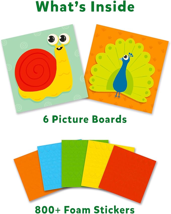 Skillmatics Art Activity - Fun with Foam Animals, No Mess Felt Sticker Art for Kids, DIY Craft Kits, Gifts for Boys & Girls Ages 3, 4, 5, 6, 7, Travel Toys