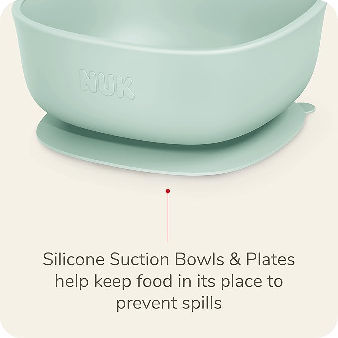 NUK Silicone Baby Suction Plates, Durable Suction Feature Helps Reduce Spills, Microwave & Dishwasher Safe, BPA-Free, Pack of 2