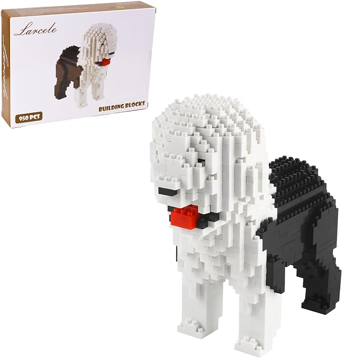 Larcele Micro Dog Building Blocks Pet Mini Building Toy Bricks,950 Pieces KLJM-02 (Old English Sheepdog)