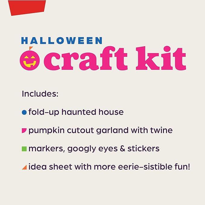 Highlights for Children Halloween Craft Kit for Kids Ages 3+ Build and Color Spooky Haunted House, DIY Googly Eye Pumpkin Garland, Colorful Stickers and More