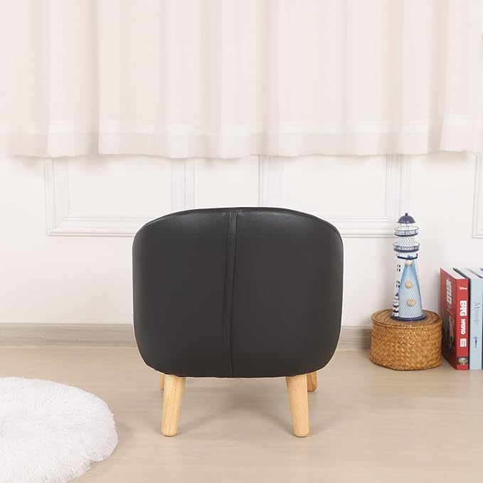 Getifun Single PVC Kids Sofa Chair, Toddler Sofa and Couch with Wooden Legs, Children Armchair for Children Gift (Black)