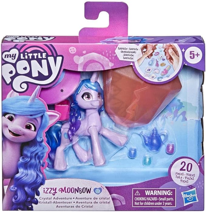 My Little Pony: A New Generation Movie Crystal Adventure Izzy Moonbow - 3-Inch Purple Pony Toy, Surprise Accessories, Friendship Bracelet