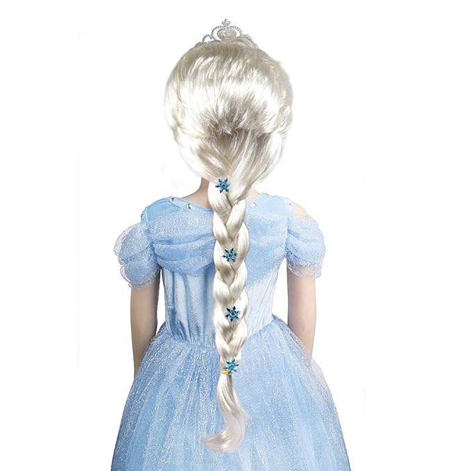 Tacobear Elsa Wig Frozen Elsa Braid with Princess Tiara Princess Elsa Dress Up Costume Accessories for Kids Girls