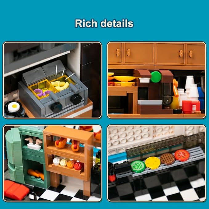 Nostalgic Food Truck Building Set-Camper Vehicles Construction Building Bricks Set Retro Chevrolet P30 Step Van Building Kit for Teens and Adults,Collection Model Building Blocks Set Toys