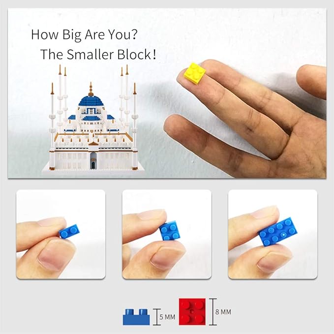 Micro Building Blocks Set 6850 Pcs Blue Mosque Miniature World Landmark Architectural Construction Model for Adult and Children Age of 14+