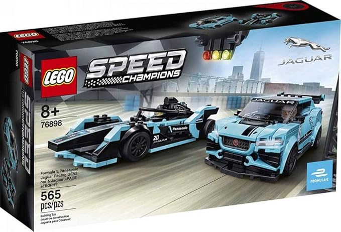 LEGO Speed Champions Formula E Panasonic Jaguar Racing Gen2 car and Jaguar I-PACE eTROPHY 76898 Building Kit (564 Pieces),Multicolor,Standard