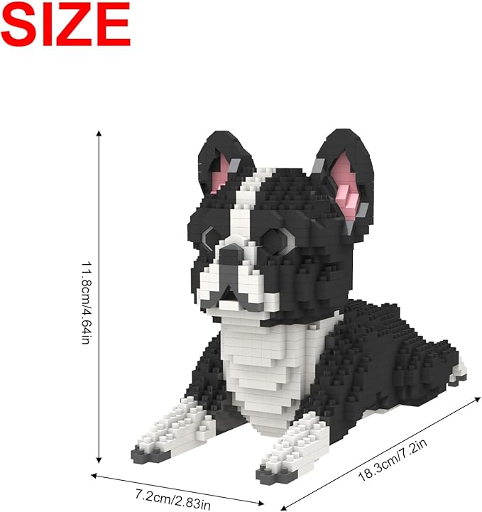 Larcele Micro Dog Building Blocks Mini Pet Building Toy Bricks, 812 Pieces KLJM-02(Boston Terrier)
