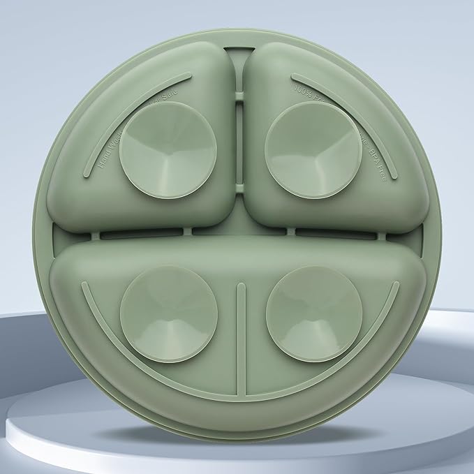 Baby Feeding Set, 2 Pack Silicone Divided Suction Plates for Baby, 2 Pack Spoons and Forks Set, BPA Free, Baby Led Weaning Supplies for Toddler Utensils