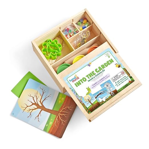 hand2mind Into the Garden Sensory Activity Kit, Loose Parts Play Materials for Kids, Sensory Box, Montessori Sensory Bin with Lid, Nature Toys, Fine Motor Toys, Play Therapy Toys, Arts and Crafts Kits