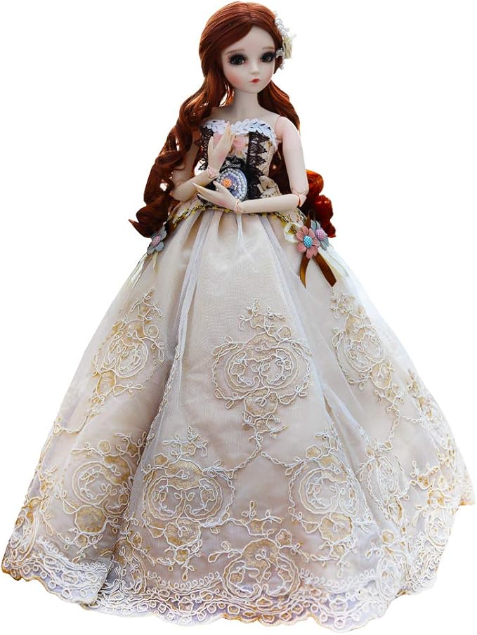 UCanaan BJD Doll, 1/3 SD Dolls 24 Inch 18 Ball Jointed Doll DIY Toys with Clothes Outfit Shoes Wig Hair Makeup, Best Gift for Girls (Regina)