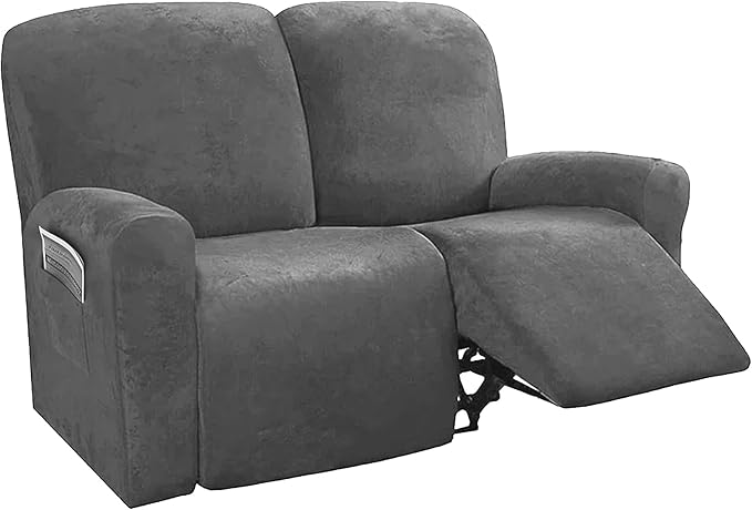 NORTHERN BROTHERS Stretchy Recliner Chair Covers, Velvet Recliner Covers, Lazy Boy Chair Cover (Light Grey, loveseat)