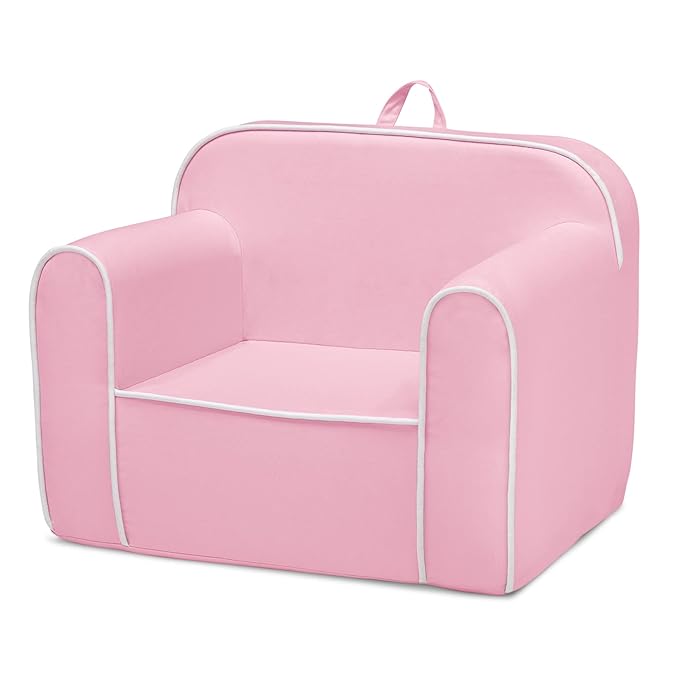 Delta Children Cozee Chair for Kids for Ages 18 Months and Up, Pink/White