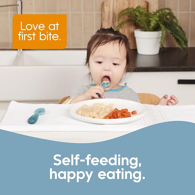 NumNum Baby Spoons Set, Pre-Spoon GOOtensils for Kids Aged 6+ Months - First Stage, Baby Led Weaning (BLW) Spoon - Self Feeding, Silicone Toddler Food Utensils - 1-Pack, 4 Spoons