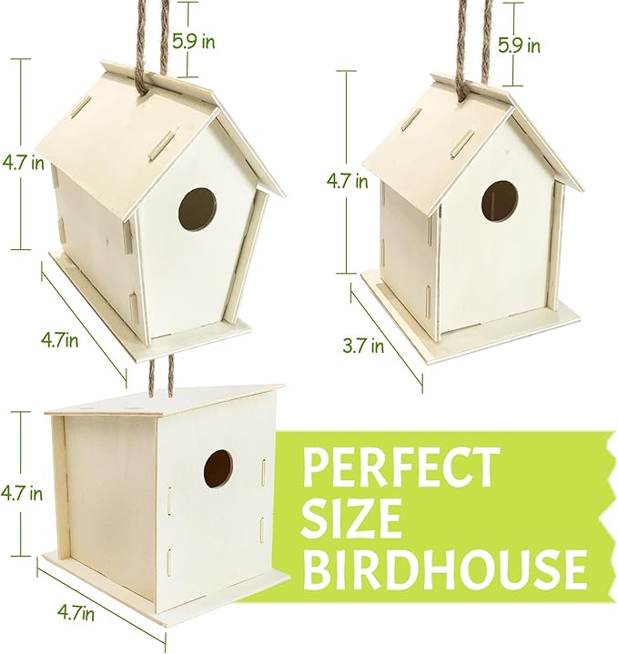 ORIENTAL CHERRY Crafts for Kids Ages 4-8 - 12 Pack DIY Bird House Kit - Build and Paint Birdhouses Wooden Arts Kits - Easter Basket Stuffers Gifts for Kids Girls Boys Toddlers Ages 3-5 4-6 6-8 8-12