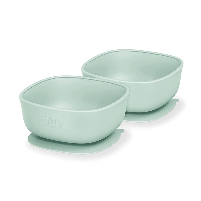 NUK Silicone Baby Suction Bowls, Suction Feature Helps Reduce Spills, Microwave & Dishwasher Safe, BPA-Free, Pack of 2