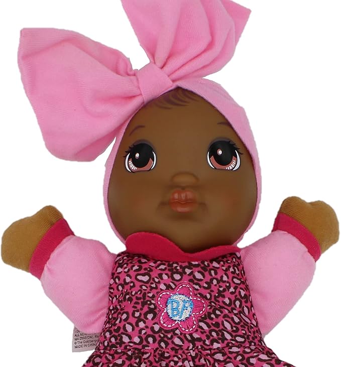 Baby's First Soft & Cuddly Baby Kisses African American Doll - Dressed in Print Top and Leggings - Press her Tummy for a Sweet Kisses Sounds and Says I Love You
