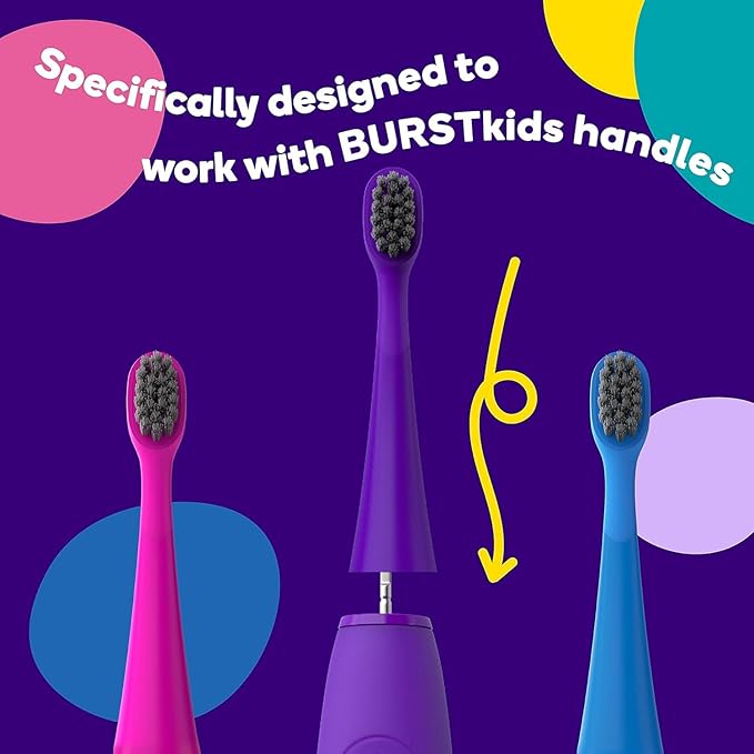BURST Genuine Replacement Heads for Kids Electric Toothbrush (Seafoam Teal/3 Pack) | Perfect Fit | Ultra Soft Bristles | 9 Months of Supply
