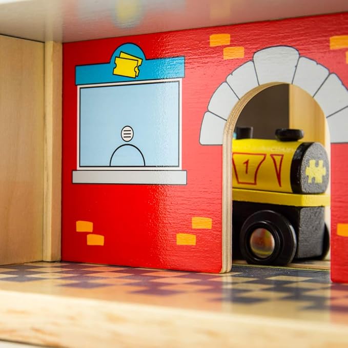 Bigjigs Rail Wooden Railway Station, Wooden Toys, Wooden Train Set, Train Set, Bigjigs Train Accessories, Wooden Train Track Accessories, Train Toys, Wooden Toys for 3 Year Olds