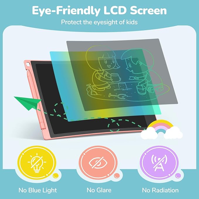 TECJOE 4 Pack LCD Writing Tablet, 8.5 Inch Colorful Doodle Board Drawing Tablet for Kids, Kids Travel Games Activity Learning Toys Birthday Gifts for 3 4 5 6 Year Old Boys Girls Toddlers Preschooler