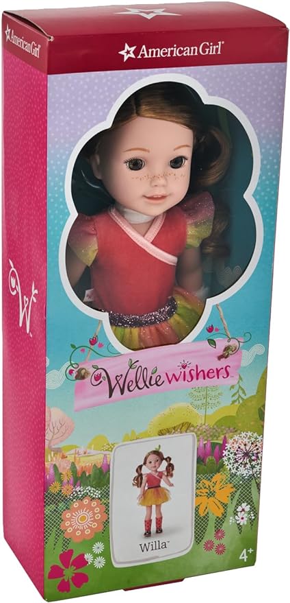 American Girl WellieWishers 14.5-inch Willa Doll with Coral Leotard, Mesh Skirt, Headband, and Boots, For Ages 4+